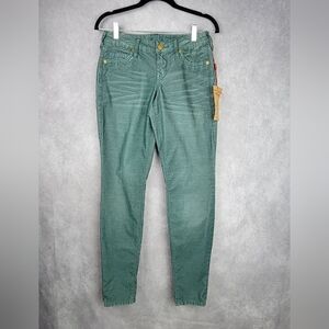 TRUE RELIGION LOGO GREEN WOMEN'S MID RISE SKINNY JEANS SIZE 27 #5